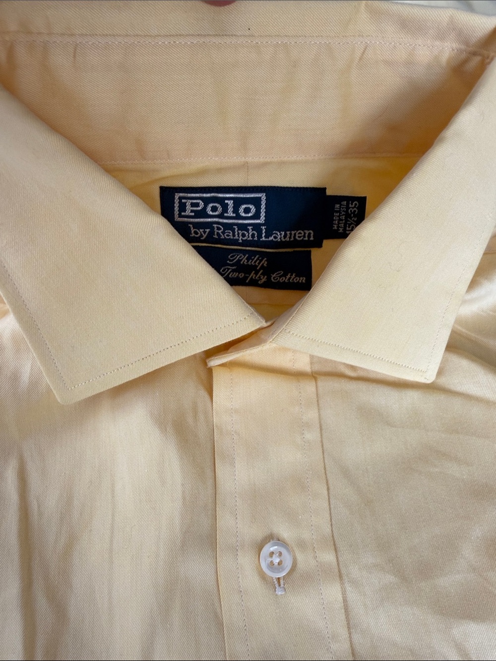 Polo by Ralph Lauren Men's bright Yellow long sleeve Dress Shirt 15,5 / 35 - Picture 3 of 10